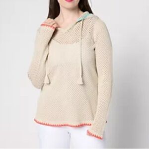 Belle Beach by Kim Gravel 100% Cotton Open Stitch Hoodie w/ Trim Large Sand Bar